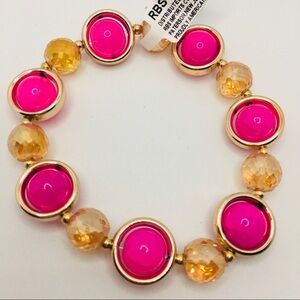BRACELET FUCHSIA PINK & GOLDEN BEADS!